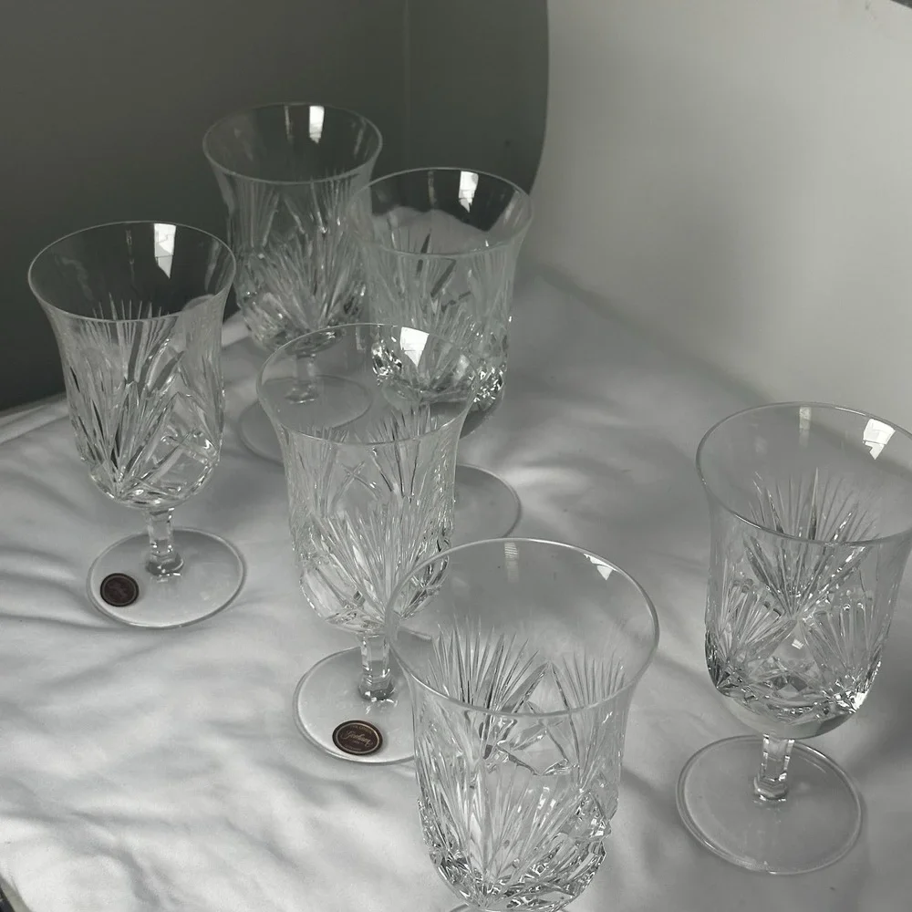 SET‎ 6 VINTAGE GORHAM WINE DIAMOND LEAD CRYSTAL GLASSES RETIRED EUC